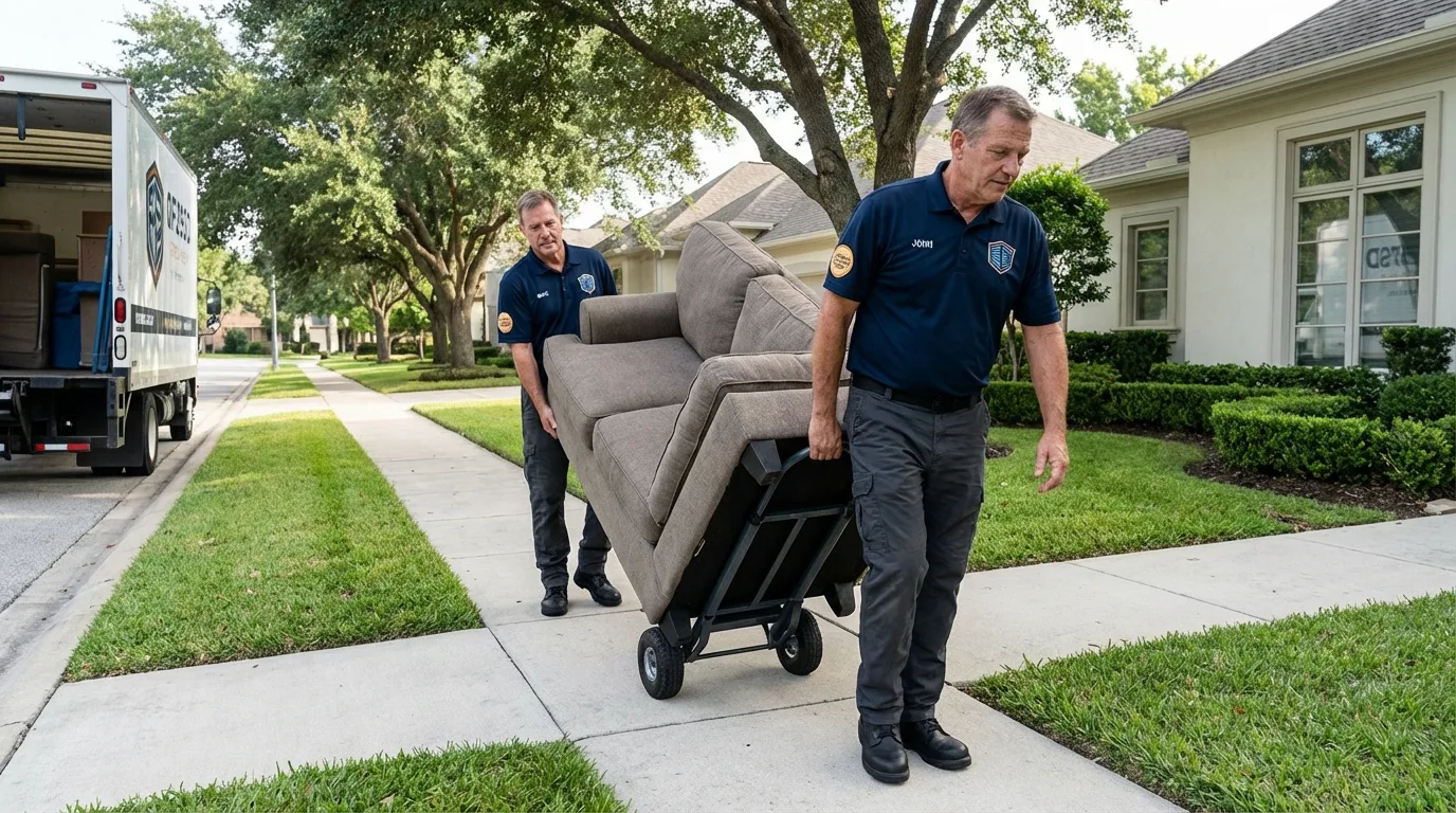Local residential moving crew loading furniture in Villa Rica, GA