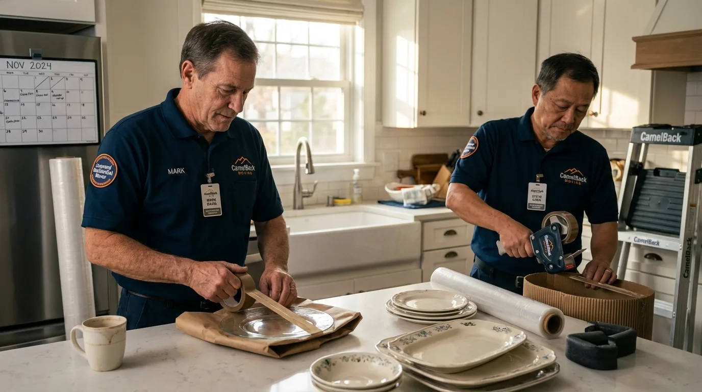 Professional crew packing kitchen dishware in Villa Rica, GA